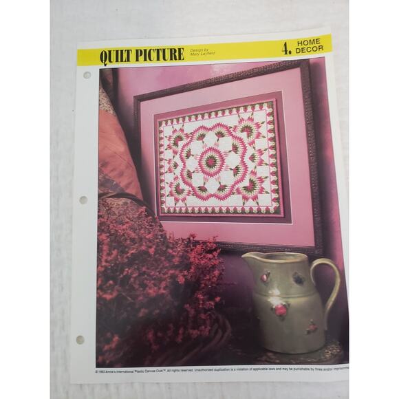 (J5) 1993 Annie's Attic Plastic Canvas Pattern Home Decor Lot of 5 Hole Punched - Picture 6 of 9